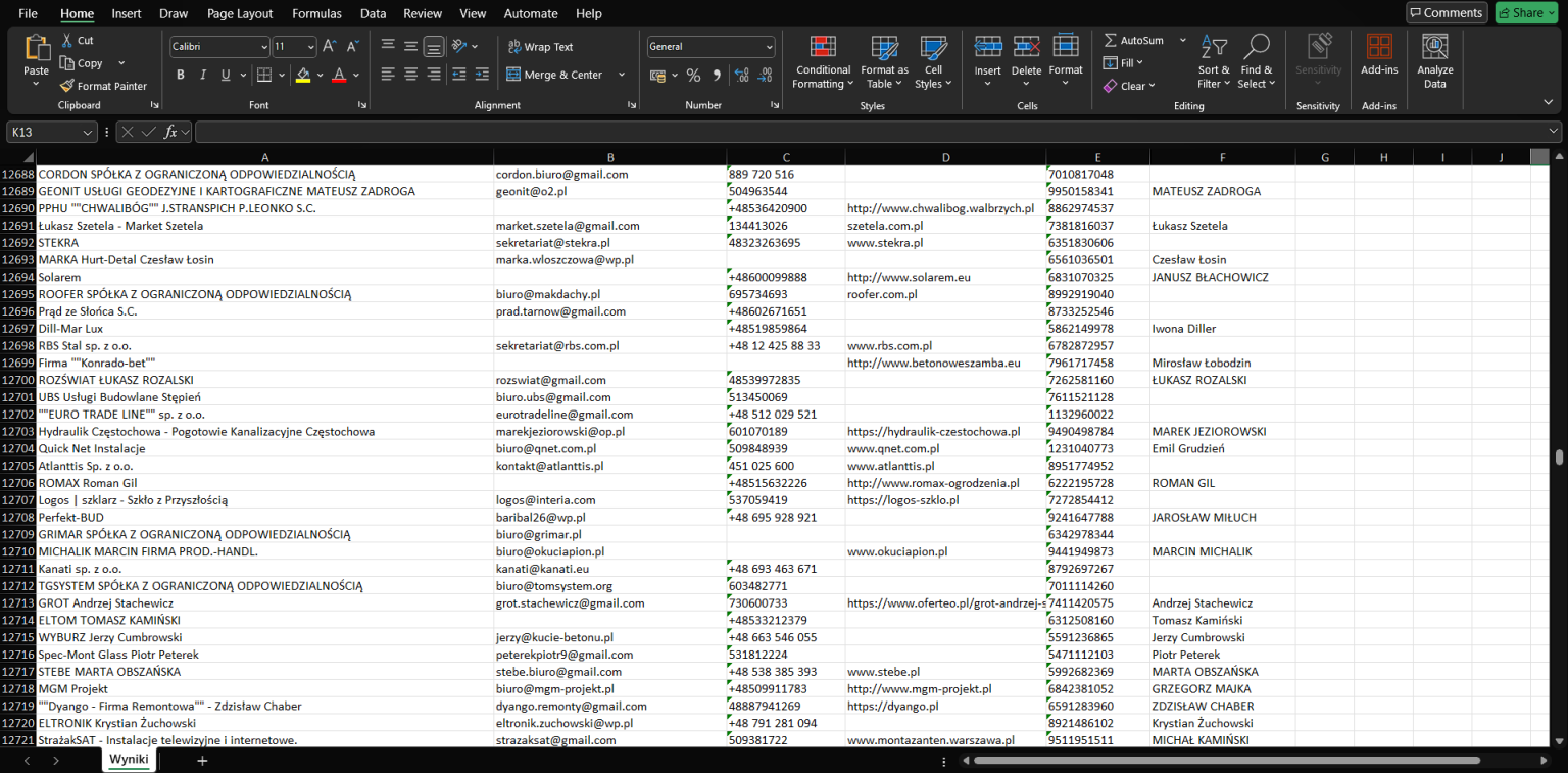 ExtraScraper, bazy mailingowe, bazy mailowe, dane firm